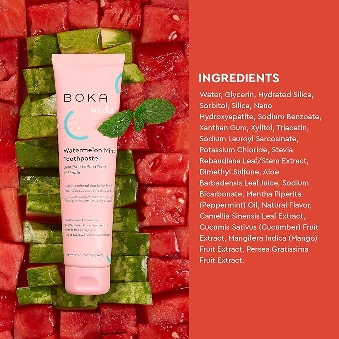 Boka Fluoride Free Toothpaste Nano Hydroxyapatite Toothpaste - Orange Cream, Watermelon Mint, Strawberry Mango Flavor, 4 oz 3Pk US Manufactured-Ruum Studio Home