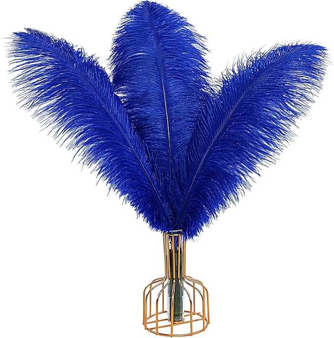 THARAHT Blue Ostrich Feathers 12pcs Large Natural Bulk 16-18Inch 40cm-45cm for Wedding Party Centerpieces Halloween and Home Decoration Feathers-Ruum Studio Home