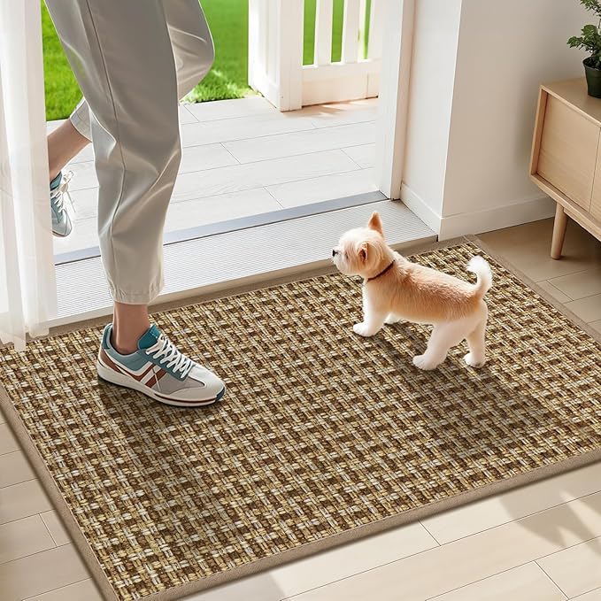 LEKEEPGO Door Mat Indoor Entrance 17"x29", Absorbent Indoor Door Mat, Non Slip Rubber Backing Inside Door Mats, Washable Floor Mat, Low-Profile Doormat for Front Door, Entryway, Entrance, Brown-Ruum Studio Home