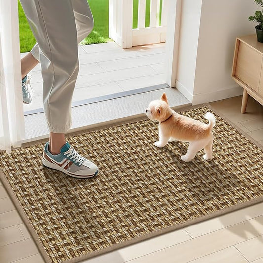 LEKEEPGO Door Mat Indoor Entrance 17"x29", Absorbent Indoor Door Mat, Non Slip Rubber Backing Inside Door Mats, Washable Floor Mat, Low-Profile Doormat for Front Door, Entryway, Entrance, Brown-Ruum Studio Home