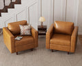 Faux Leather Oversized Accent Chair with Storage Deep Seat Single Sofa Large Reading Armchair for Living Room Bedroom Office Brown Set of 2-Ruum Studio Home