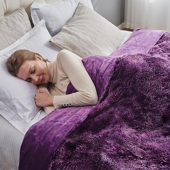 GONAAP Fuzzy Faux Fur Throw Blanket Queen Size Tie-dye Violet Purple Super Soft Cozy Plush Fuzzy Shaggy Blanket for Couch Sofa Bed (Tie-dye Violet Purple, Queen(90"x90"))-Ruum Studio Home