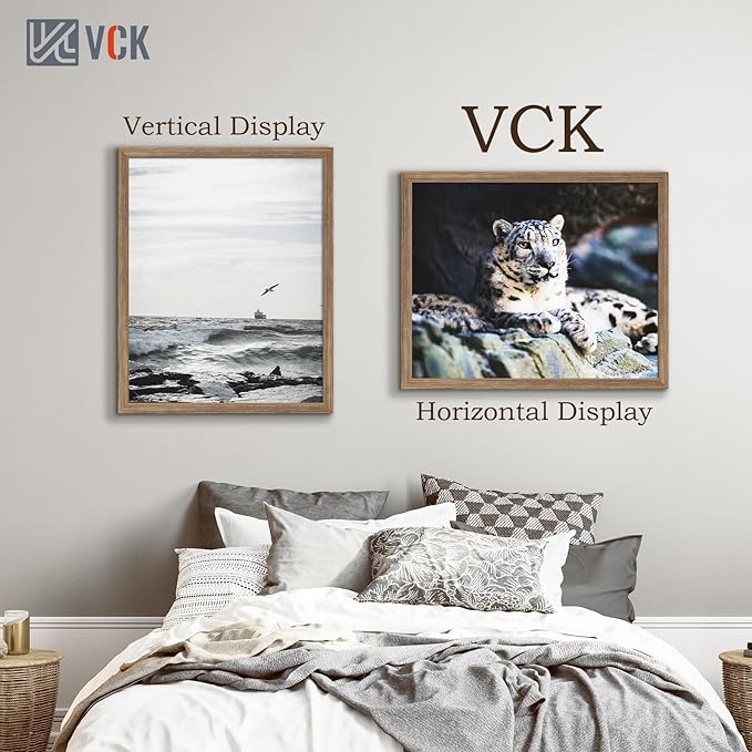 VCK 24x30 Poster Frame 3 Pack, Brown Walnut Wood Picture Frame, Exclusive Wood Grain, Wall Mounting Hanging-Ruum Studio Home