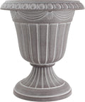 PL00CW Classic Traditional Plastic Urn Planter Indoor/Outdoor, 16" x 18", White Wash-Ruum Studio Home