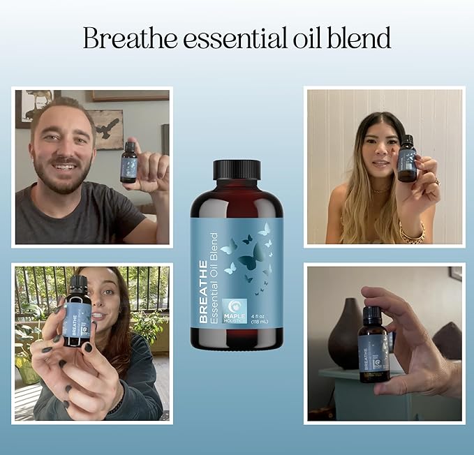 Breathe Essential Oil for Diffuser - Invigorating and Refreshing Breathe Essential Oil Blend with Eucalyptus Peppermint Tea Tree and Mint for Diffusers for Home and Shower Aromatherapy (4 Fl Oz)-Ruum Studio Home