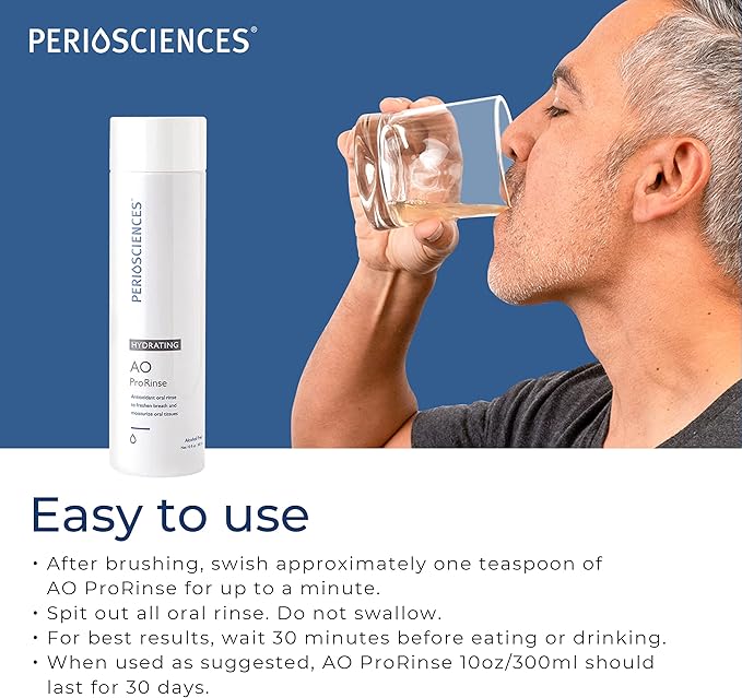 PerioSciences AO ProRinse Hydrating Oral Rinse with Antioxidants – Moisturizing Mouth Rinse for Gum Health & Oral Care – Fluoride-Free Mouthwash for Dry Mouth Sensations (10 Fl Oz / 300ml)-Ruum Studio Home