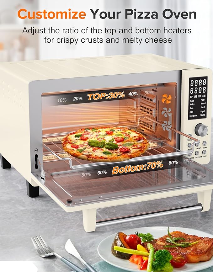 Nuwave Bravo Pro Smart Air Fryer Toaster Oven Combo, Airfryer Convection Oven Countertop, 10-in-1 Functions with Quicker & Even Crisp Technology, 1800W, 50-450°F, PFAS-Free, 21QT, Vanilla Cream-Ruum Studio Home