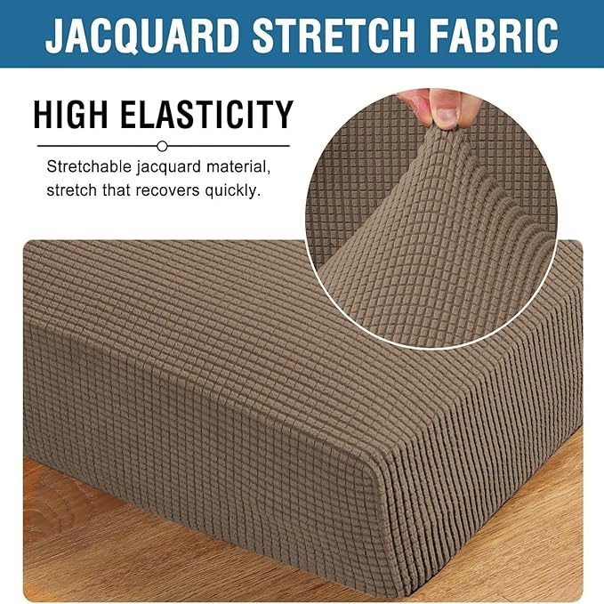 H.VERSAILTEX Super Stretch Individual Chaise Cover Sectional Couch Covers for L Shaped Sofa Both Left/Right Featuring Thick Jacquard Textured Twill Fabric (1 Piece Chaise Cover Large, Macchiato)-Ruum Studio Home