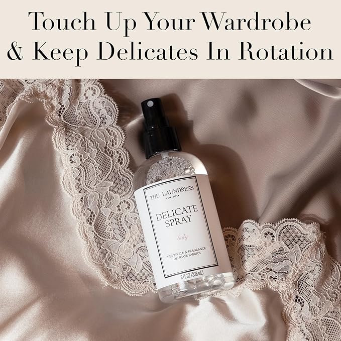 The Laundress Delicate Fabric Spray, Wrinkle Release Spray, Upholstery and Linen Spray, Silk & Lingerie Refresher, Lady Scent, Citrus, Rosewood, Musk, 8 Fl Oz-Ruum Studio Home
