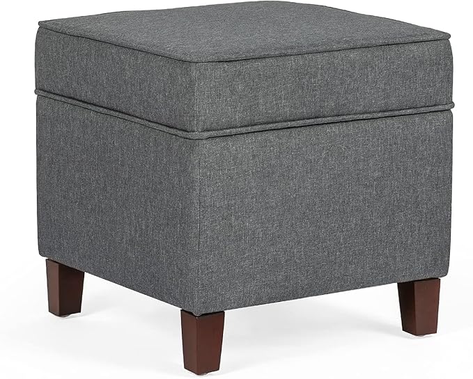 Adeco Chest and Footrest-Square Seat Storage Bench Ottoman, Gray-Ruum Studio Home