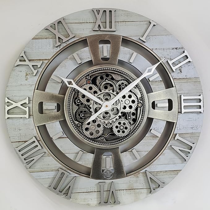 The Gears Clock Real Moving Gear Wall Clock England Line (Desert Beige, 24 inches (60 cm))-Ruum Studio Home