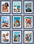 Vittanly 5x7 Picture Frames Set of 9, Shatter Resistant Plexiglass, Display 4x6 Pictures with Mat or 5x7 without Mat, Photo Frames for Wall or Tabletop, Engineered Wood, Navy-Ruum Studio Home