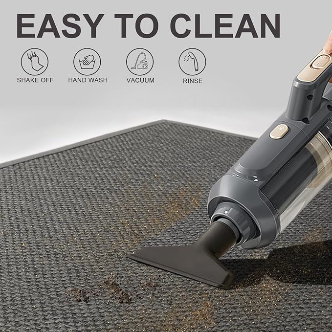 LEKEEPGO Door Mat 24"x36", Non Slip Door Mat Indoor Entrance, Rubber Backing Front Indoor Door mat Washable Absorbent Low-Profile Entryway Entry Resist Dirt Inside Door Mats, Grey-Ruum Studio Home