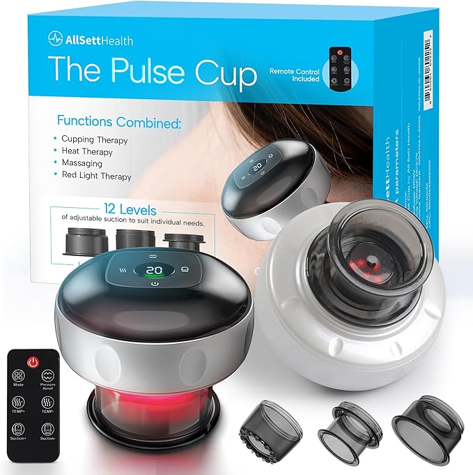 Electric Cupping Kit for Massage Therapy with Red Light - 5-in-1 Cupping Set, Includes 3 Smart Cups and Remote - Massager Device & Cupping Therapy Set for Back Muscle Soreness & Cellulite Reduction-Ruum Studio Home