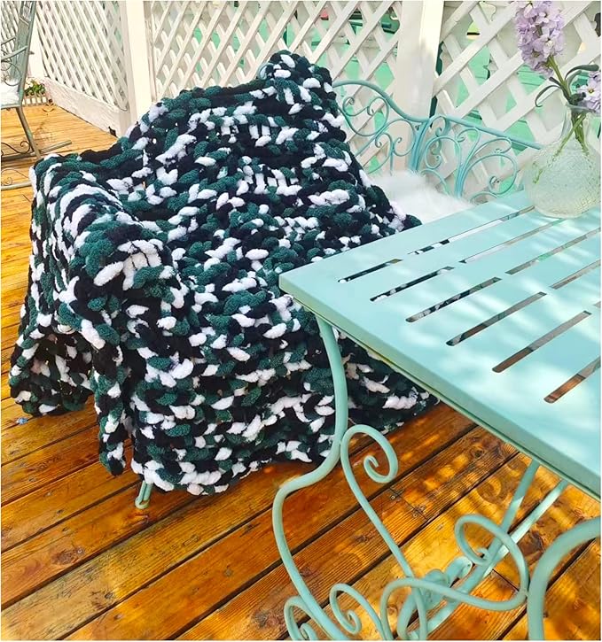 DDL&HEXI Chunky Chenille Blanket 100% Hand Knit with Jumbo Chenille Yarn (50"x60") Super Soft Large Throw Bed Blanket for Couch, Sofa, Home Decor - Machine Washable (06)-Ruum Studio Home
