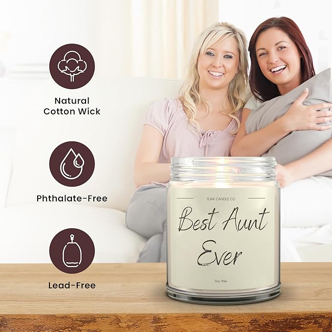 1OAK Vanilla Scented Candles - Aunt Candle - Best Aunt Gifts for Christmas from Niece, Nephew - Best Auntie Ever Gifts for Women-Ruum Studio Home