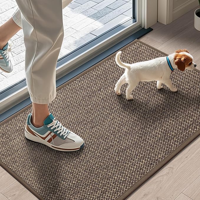 LEKEEPGO Door Mat 17"x29", Non Slip Door Mat Indoor Entrance, Rubber Backing Indoor Door mat Washable Absorbent Low-Profile Doormat Front Entryway Entry Resist Dirt Inside Door Mats, Brown-Ruum Studio Home