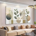Boho Green Wall Art Mid Century Canvas Wall Art Decor Set Bohemian Abstract Wall Decor Modern Geometric Wall Painting Neutral Botanical Art Print Picture Living Room Bedroom Office Artwork 24"X 48"-Ruum Studio Home
