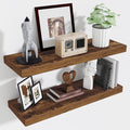 Fun Memories Floating Shelves for Wall, 32 Inch Long Floating Shelves Set of 2, 32 x 10 Wooden Shelves for Wall, Large Storage Shelves, Hanging Shelves for Bathroom Kitchen Bedroom, Rustic Brown-Ruum Studio Home