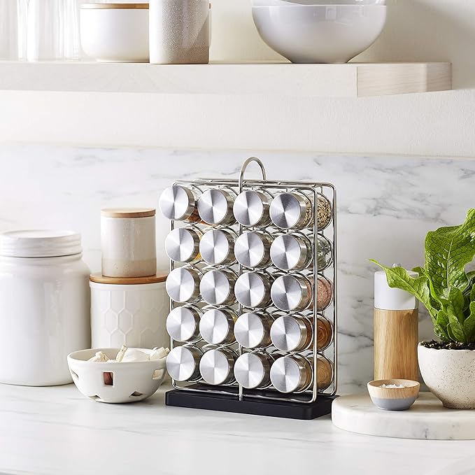 Amazon Basics 20 Jars Spice Organizer Rack, Silver-Ruum Studio Home