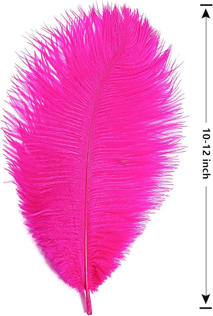 THARAHT Hot Pink Ostrich Feathers 24pcs Natural Bulk 10-12Inch 25cm-30cm for Crafts Wedding Party Centerpieces Easter Gatsbi and Home Decoration Feathers-Ruum Studio Home