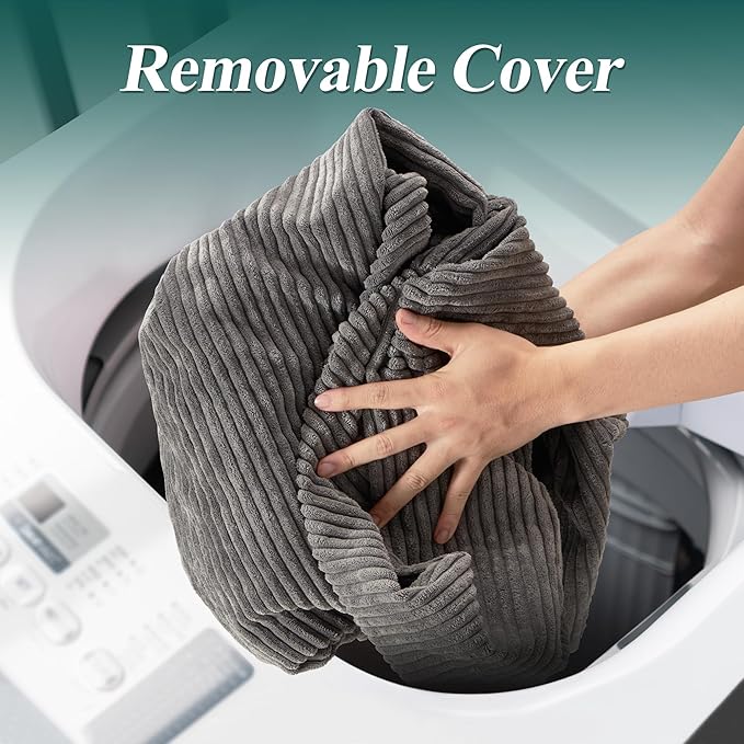 3.5FT Bean Bag Chairs Teardrop Bean Bag Chair for Adults Beanbag Chair with Memory Foam Filled Machine Washable Cover for Living Room, Bedroom (Large,Grey)-Ruum Studio Home