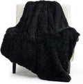 Bedsure GentleSoft Fuzzy Sherpa Faux Fur Twin Blanket Black Cozy Gifts for Women Men, Soft Fleece Plush Warm Minky Thick Blanket Twin Size for Bed, Couch, Dorm Essentials Black Decor Gifts, 60x80-Ruum Studio Home