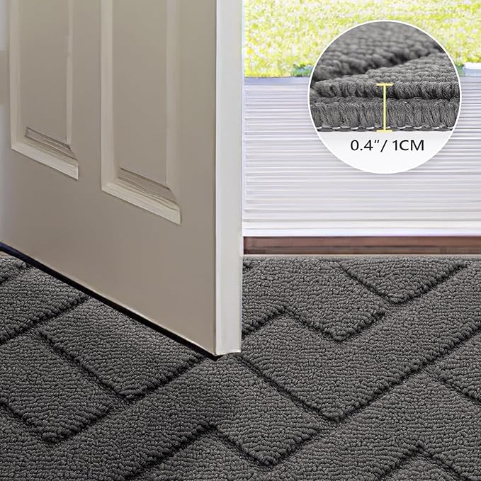 hicorfe Front Door Mat Outside Entrance,36"x59" Absorbent Muddy Dirt Resist Welcome Door Mats Outdoor Indoor,Stain and Fade Resistant,Non Slip Backing Entry Mat Doormat for Entryway(Grey)-Ruum Studio Home