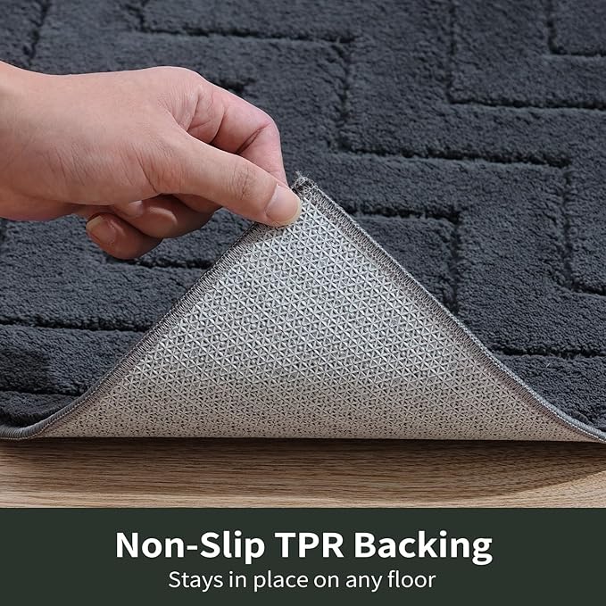 Stiio Dirt Trapper Door Mat 24x35.5 Inches, Front Doormat Indoor Outdoor Entrance Low Pile, All-Season, All-Weather Absorbent Entry Rug, Washable Non Slip Rug for Entryway, Dark Grey-Ruum Studio Home