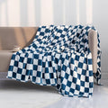 LOMAO Throw Blankets Flannel Blanket with Checkerboard Grid Pattern Soft Throw Blanket for Couch, Bed, Sofa Luxurious Warm and Cozy for All Seasons (Navy, 50"x60")-Ruum Studio Home