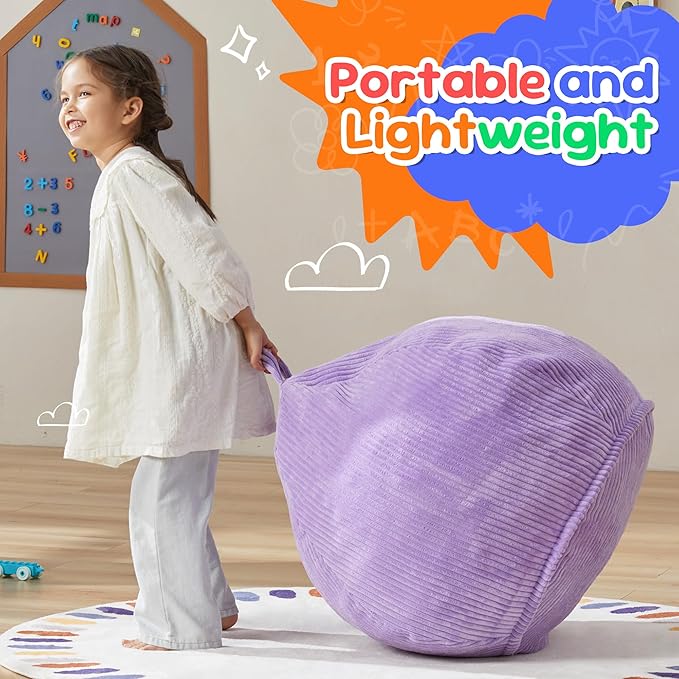 Hobestluk 2.5FT Bean Bag Chair Beanbags Small Bean Bag Chair with Filler Included Teardrop Bean Bag with Removable Cover for Bedroom Living Room (Small, Purple)-Ruum Studio Home