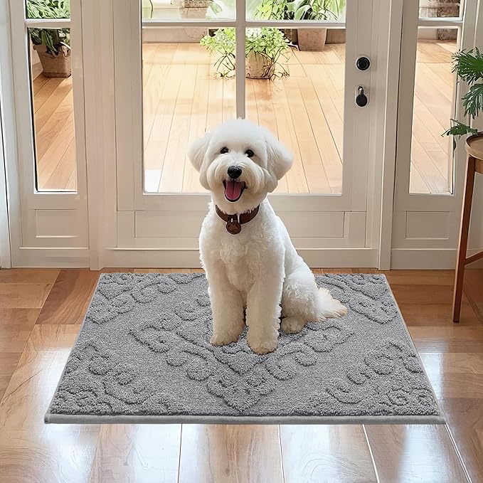 COSY HOMEER-Door-Mat-Non-Slip-Entryway-Rugs 20”x32” Absorbent Welcome Mats Washable Dirt Trapper Door Mat Entrance Floor Mats for Front Back Doormats and Wet Shoes,Grey-Ruum Studio Home