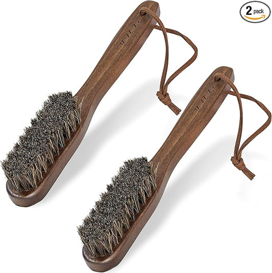 Takavu Horsehair Laundry Stain Brush Set (2 Pack) - Soft Bristle Spot Cleaner for Delicate Fabrics, Clothes Pre-Wash, Gentle Garment Care Tool-Ruum Studio Home