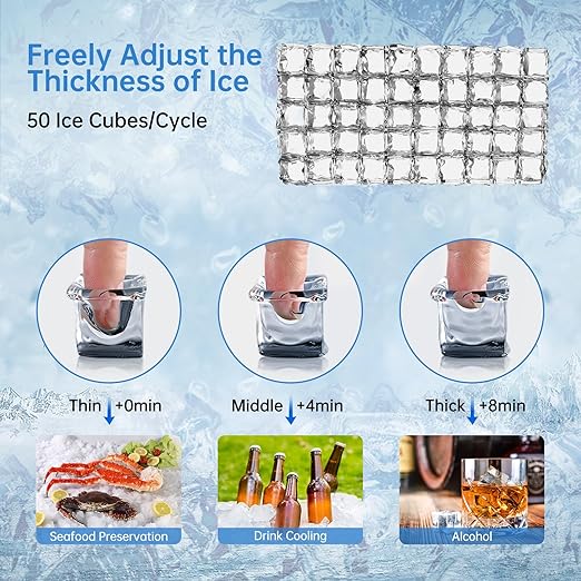 Ice Machine Commercial Ice Maker Machine, 150 Lbs /24H, 30 lbs Bin, Under Counter Built-in or Freestanding, Stainless Steel Household Use, Restaurant Bar Kitchen Cafe-Ruum Studio Home