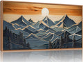 Tinonedraw Metal Mountain Framed Canvas Wall Art, Boho Mountains Forest Artworks, Mid Century Modern Blue Ridge Wall Decor, Vintage Nature Sunset Art Print for Living Room Bedroom Office 20"x40"-Ruum Studio Home