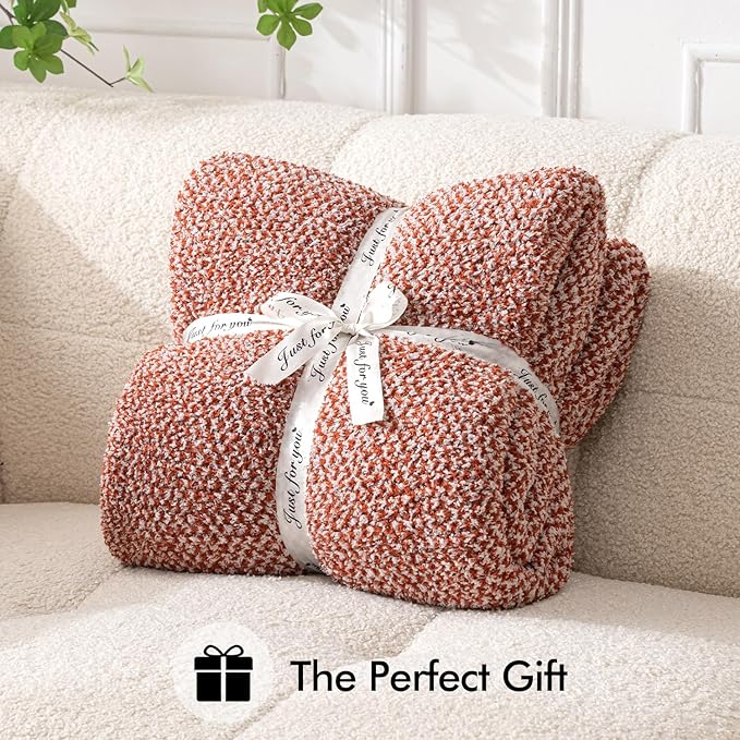 MIULEE Fall Rust Super Soft Throw Blanket for Couch, Cozy Fluffy Warm Throws Knit Blankets for Sofa, Bed, Chair, Living Room, Camping, Picnic, 50 x 60 inch-Ruum Studio Home