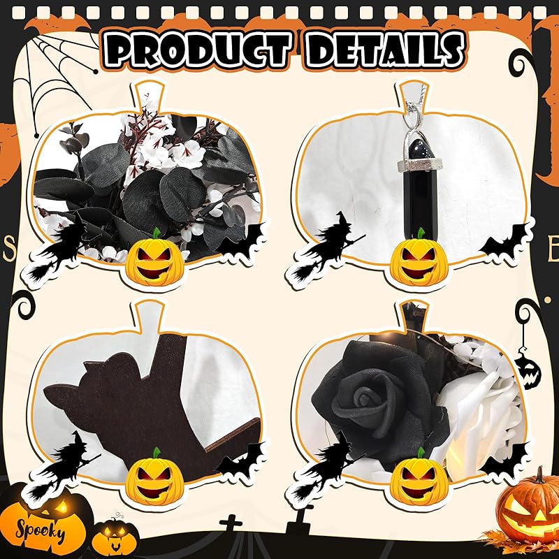 Halloween Wreaths for Front Door with Light, Black Cat Crescent Moon Wreath, Cute Cat Garland Halloween Door Decorations for Outdoor Indoor Decor Wall Window Home Party-Ruum Studio Home