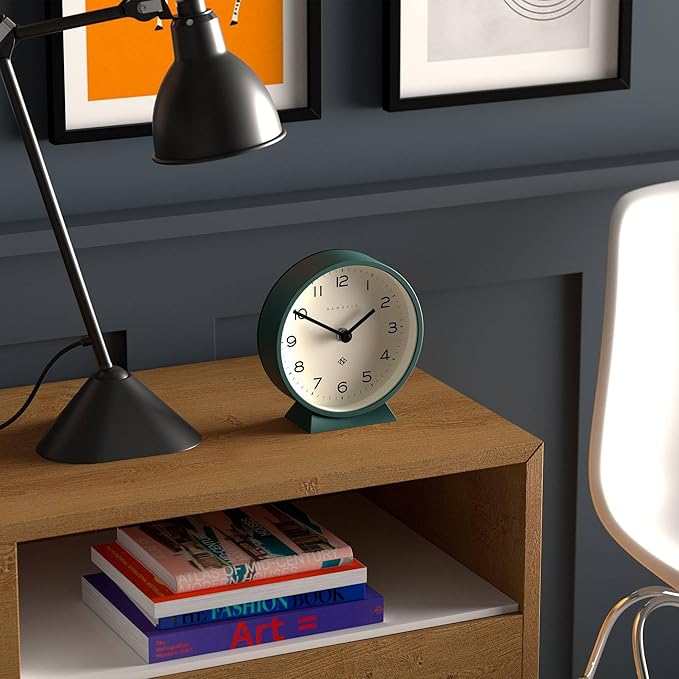 NEWGATE® M Mantel Echo Desk Clock | Modern Round Design | Eden Green | Easy to Read Numbers | Contemporary Style for Desk, Table, Shelf or Bedside-Ruum Studio Home