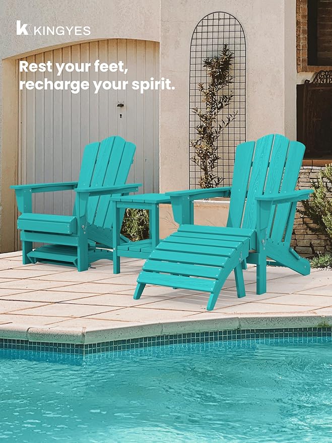 KINGYES Folding Adirondack Ottoman for Adirondack Chair, Aruba-Ruum Studio Home