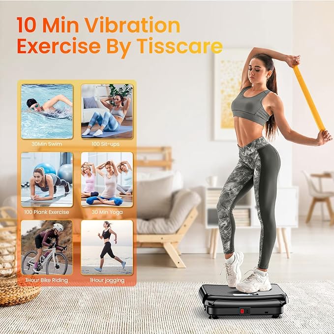 Vibration Plate Exercise Machine: TISSCARE Vibrating Plates for Lymphatic Drainage and Weight Loss, 300Lbs Capacity Full Body Power Shake Workout Platform for Home Cardio Fitness-Ruum Studio Home
