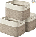Storage Basket,Woven Baskets for Storage,Cotton Rope Baskets for Organizing,book Basket,towel,Toy Basket or Storage Bins for Living Room - 3 Pack,Brown-Ruum Studio Home