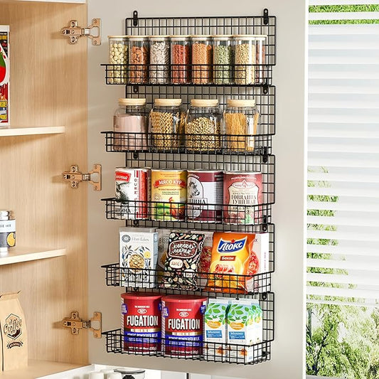 X-cosrack Spice Rack Wall Mount, 5 Tier Large Spice Rack Organizer for Efficient Storage, Height-Adjustable Hanging Spice Shelf for Kitchen and Pantry, Up to Storage 90 Jars(Patent No.:D909138S)-Ruum Studio Home