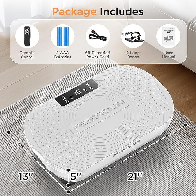 FEIERDUN Vibration Plate Exercise Machine, Vibration Plate for Lymphatic Drainage, Power Plate Vibration Platform for Weight Loss, Toning & Wellness-Ruum Studio Home