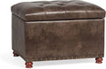 24'' Leather Ottoman with Storage Rectangle Foot Rest Ottomans Stool for Living Room(Brown,Leather Texture)-Ruum Studio Home
