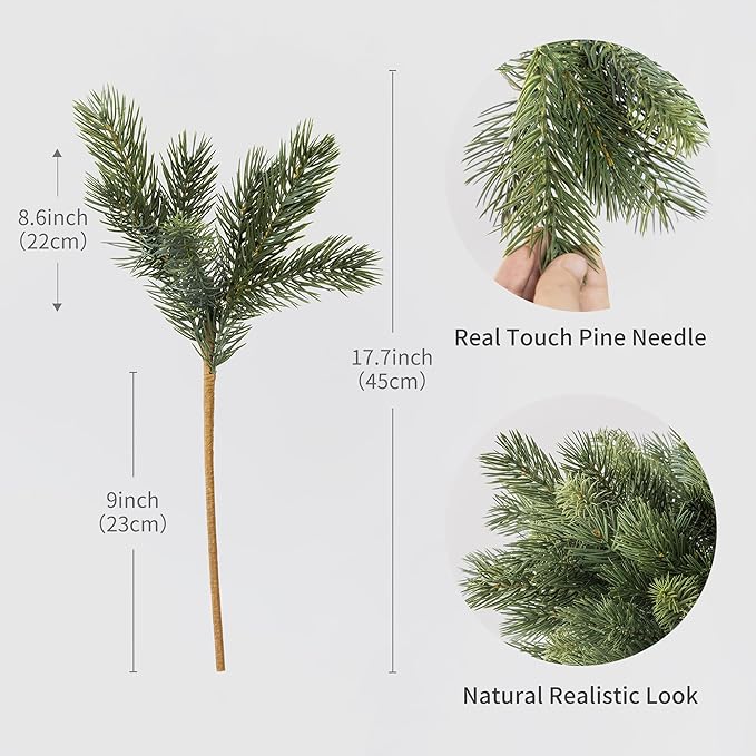 MISSPIN 12 Pcs 19.5 Inches Christmas Cedar Branches, Cedar Artificial Christmas DIY Crafts Faux Branches for Xmas Indoor Outdoor Home Decor-Ruum Studio Home