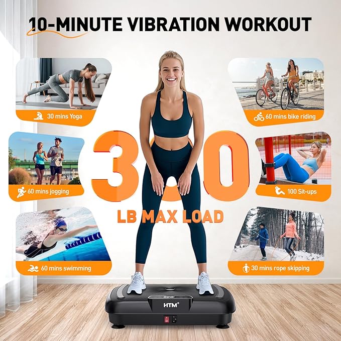 Vibration Plate Exercise Machine - 180 Speeds & 300 lb Capacity, Full Body Workout Vibration Platform with Remote Control for Lymphatic Drainage, Weight Loss & Toning-Ruum Studio Home