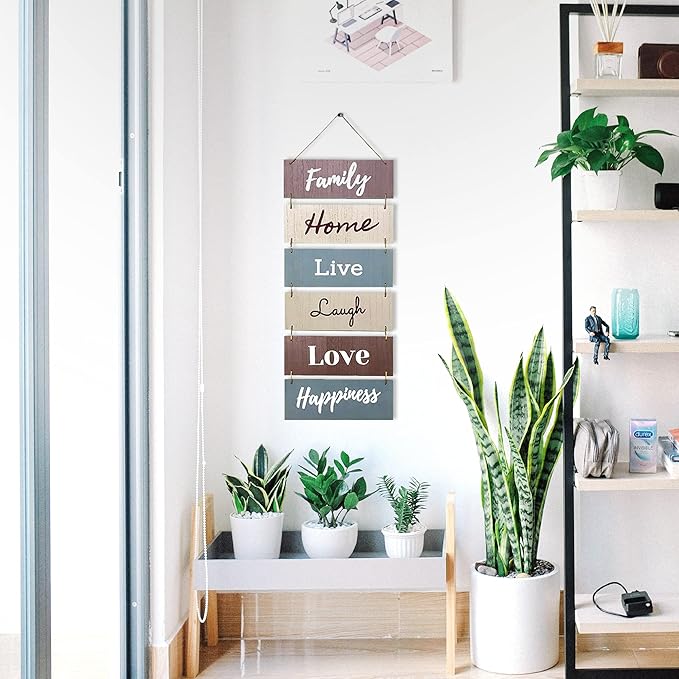 Hanging Wall Decor Sign - Welcome Vertical Wall Art Decorations, Rustic Home Accessories for Living Room, Bedroom, Family, Dining, and Kitchen, Outdoor Signs for House, Live, Laugh, Love Plaques-Ruum Studio Home