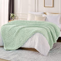 L'AGRATY Chunky Knit Blanket Throw: 60''x80'' Chenille Chunky Knitted Throw Blanket for Bed Couch - Handmade Thick Big Cable Knit Blanket - Large Crochet Rope Blanket for Home Decor(Milky Green)-Ruum Studio Home