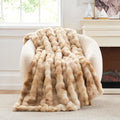 Cozy Bliss Faux Fur Throw Blanket for Couch, Fuzzy Soft Plush Thick Bubble Blanket for Sofa Bedroom Living Room, 50 * 60 Inches Tie-dye Beige-Ruum Studio Home