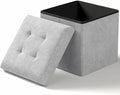 15 Inches Small Folding Storage Ottoman Cube, Storage Footrest, Foot Rest Stool, for Living Room, Bedroom, Dorm, Hallway, Entryway, Light Gray-Ruum Studio Home